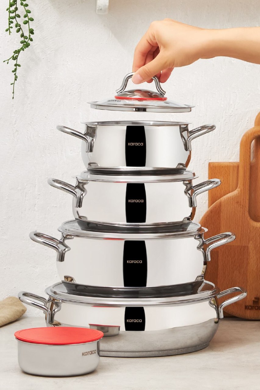 Karaca Emirgan Xl 10 Parça Saklama Kaplı Çelik Indüksiyon Tabanlı Tencere Seti